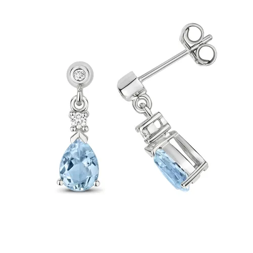 Aquamarine Drop Earrings White Gold